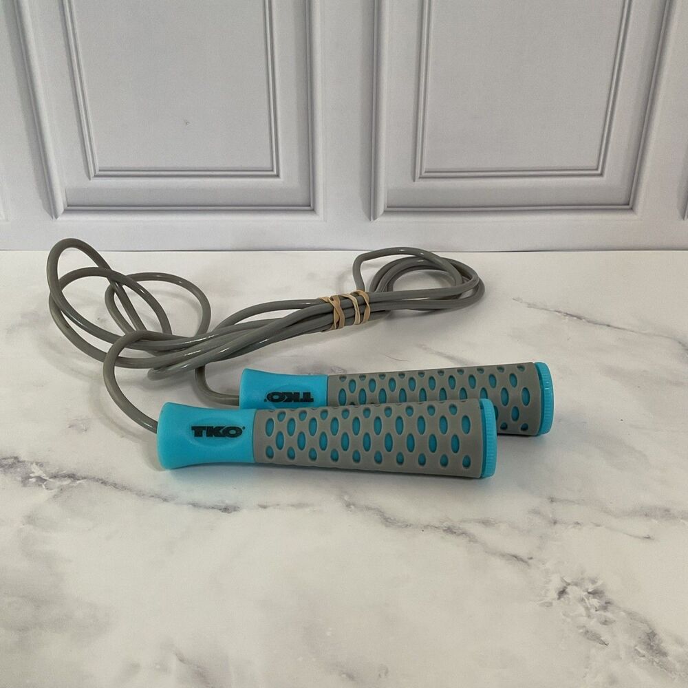 Jump Rope w/ Non-Slip Grip Handles by TKO (9’ Long / Adjustable / Lightweight)